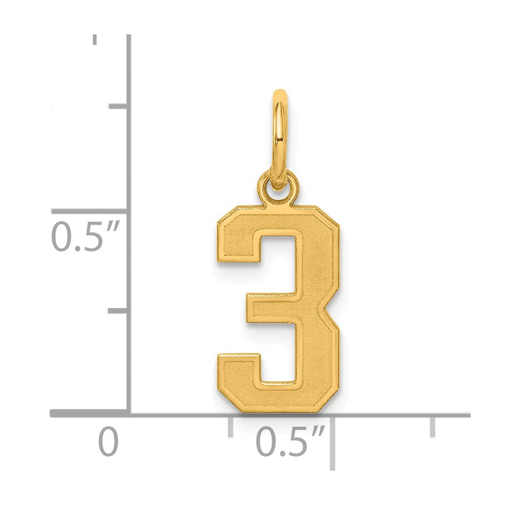 Sterling Silver/Gold-plated Satin Number 3 Charm