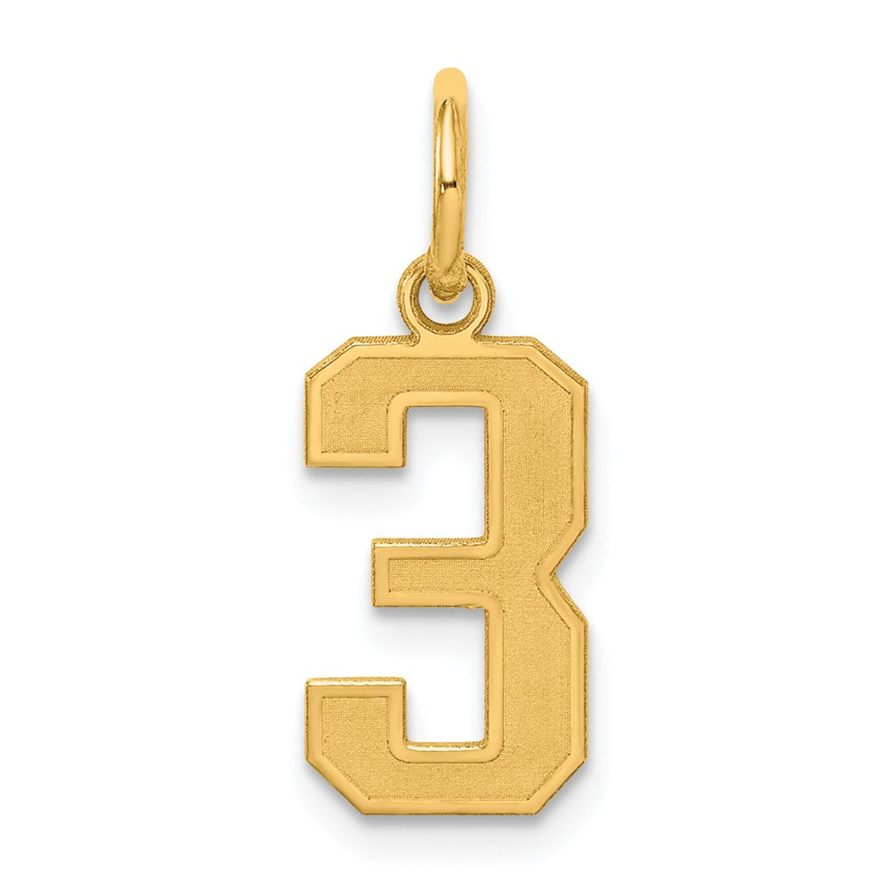 Sterling Silver/Gold-plated Satin Number 3 Charm