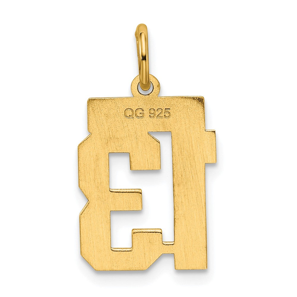 Sterling Silver/Gold-plated Satin Number 13 Charm