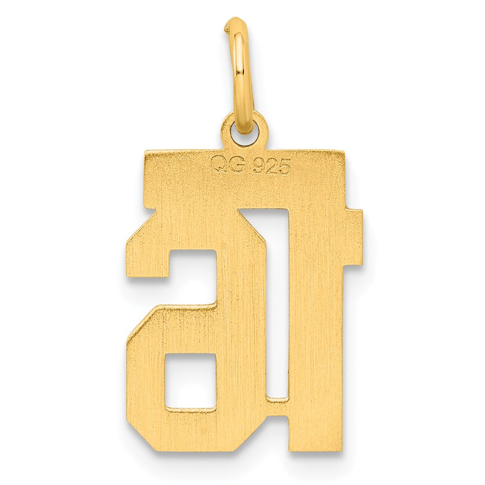 Sterling Silver/Gold-plated Satin Number 16 Charm