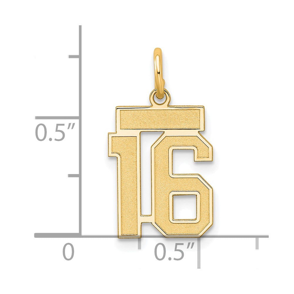 Sterling Silver/Gold-plated Satin Number 16 Charm