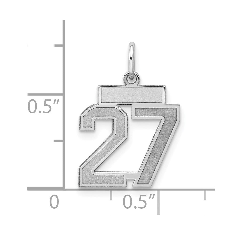 Sterling Silver/Rhodium-plated Satin Number 27 Charm