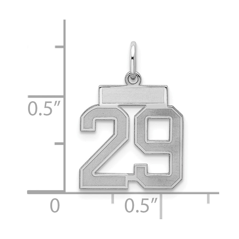 Sterling Silver/Rhodium-plated Satin Number 29 Charm