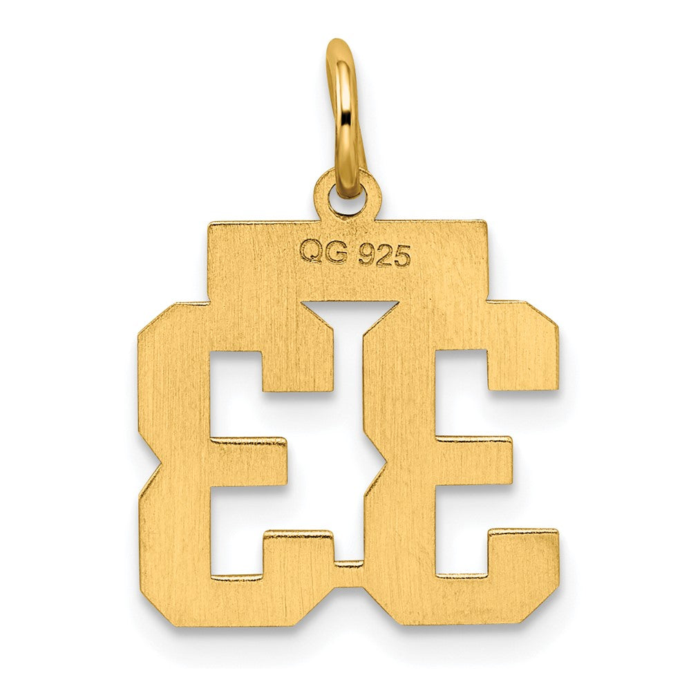Sterling Silver/Gold-plated Satin Number 33 Charm