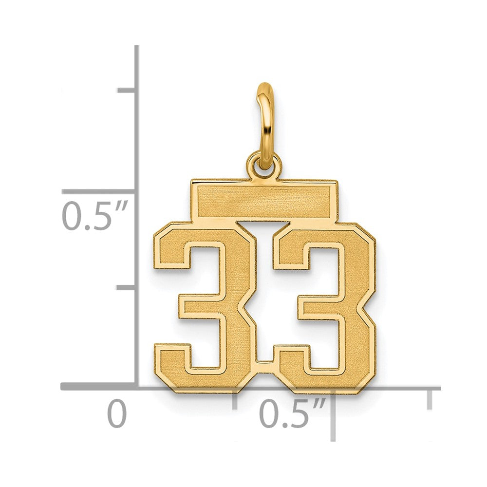 Sterling Silver/Gold-plated Satin Number 33 Charm