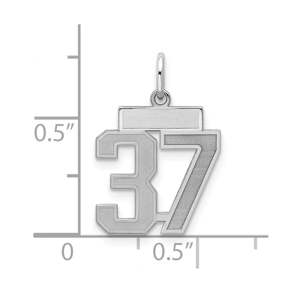 Sterling Silver/Rhodium-plated Satin Number 37 Charm