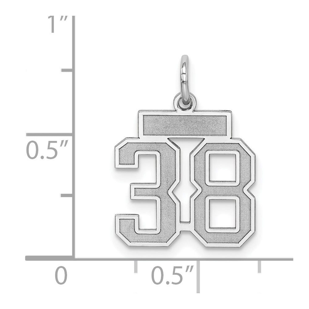Sterling Silver/Rhodium-plated Satin Number 38 Charm
