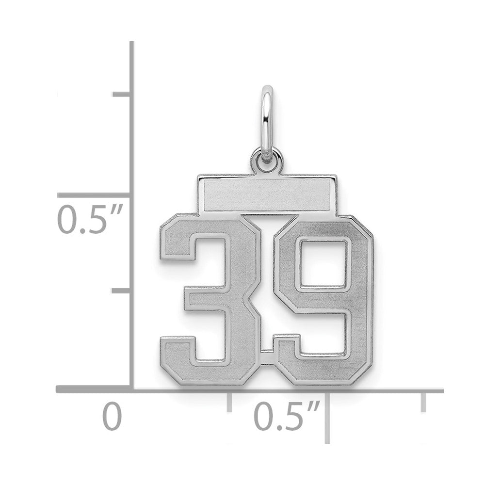 Sterling Silver/Rhodium-plated Satin Number 39 Charm
