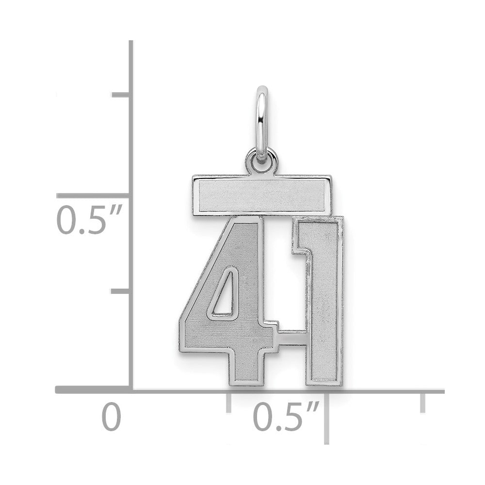 Sterling Silver/Rhodium-plated Satin Number 41 Charm