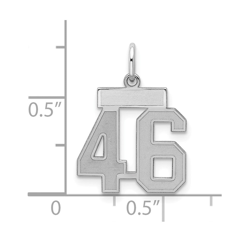 Sterling Silver/Rhodium-plated Satin Number 46 Charm
