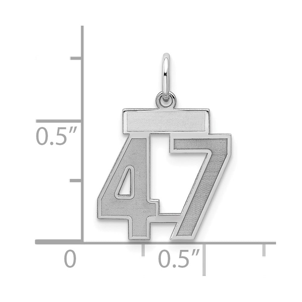 Sterling Silver/Rhodium-plated Satin Number 47 Charm