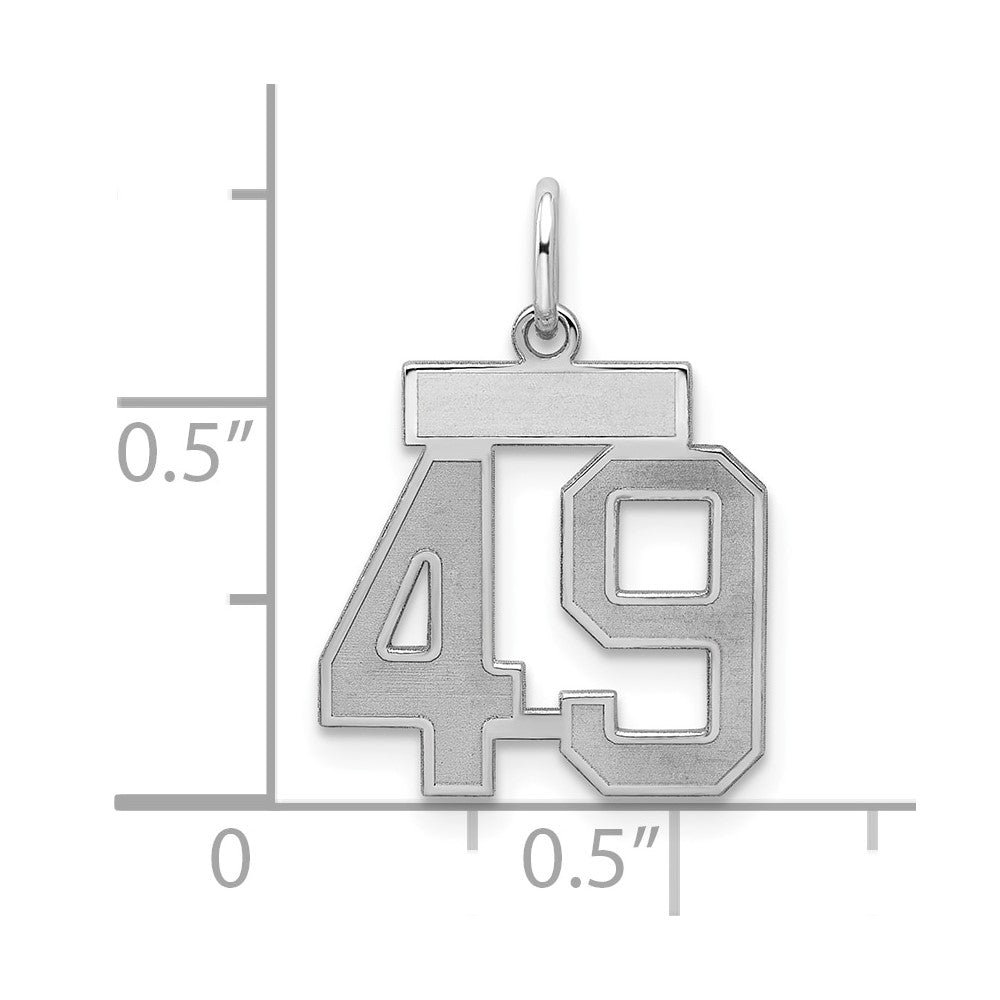 Sterling Silver/Rhodium-plated Satin Number 49 Charm