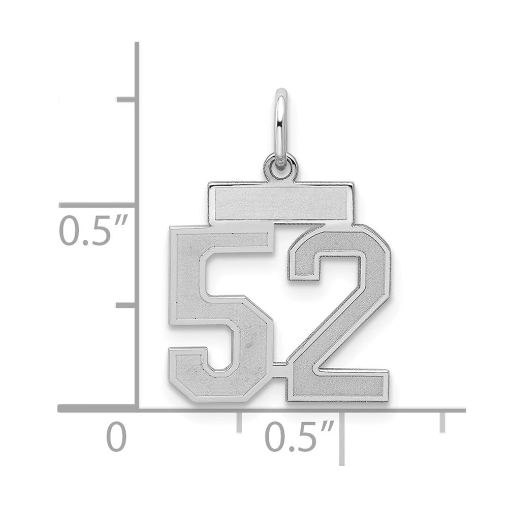 Sterling Silver/Rhodium-plated Satin Number 52 Charm