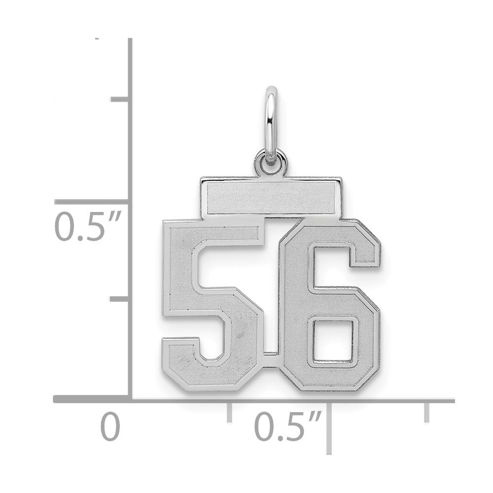 Sterling Silver/Rhodium-plated Satin Number 56 Charm