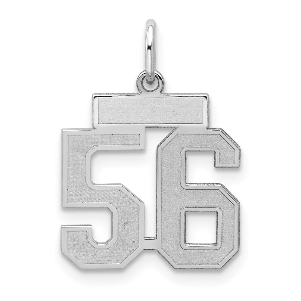 Sterling Silver/Rhodium-plated Satin Number 56 Charm