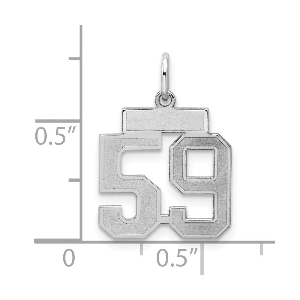 Sterling Silver/Rhodium-plated Satin Number 59 Charm