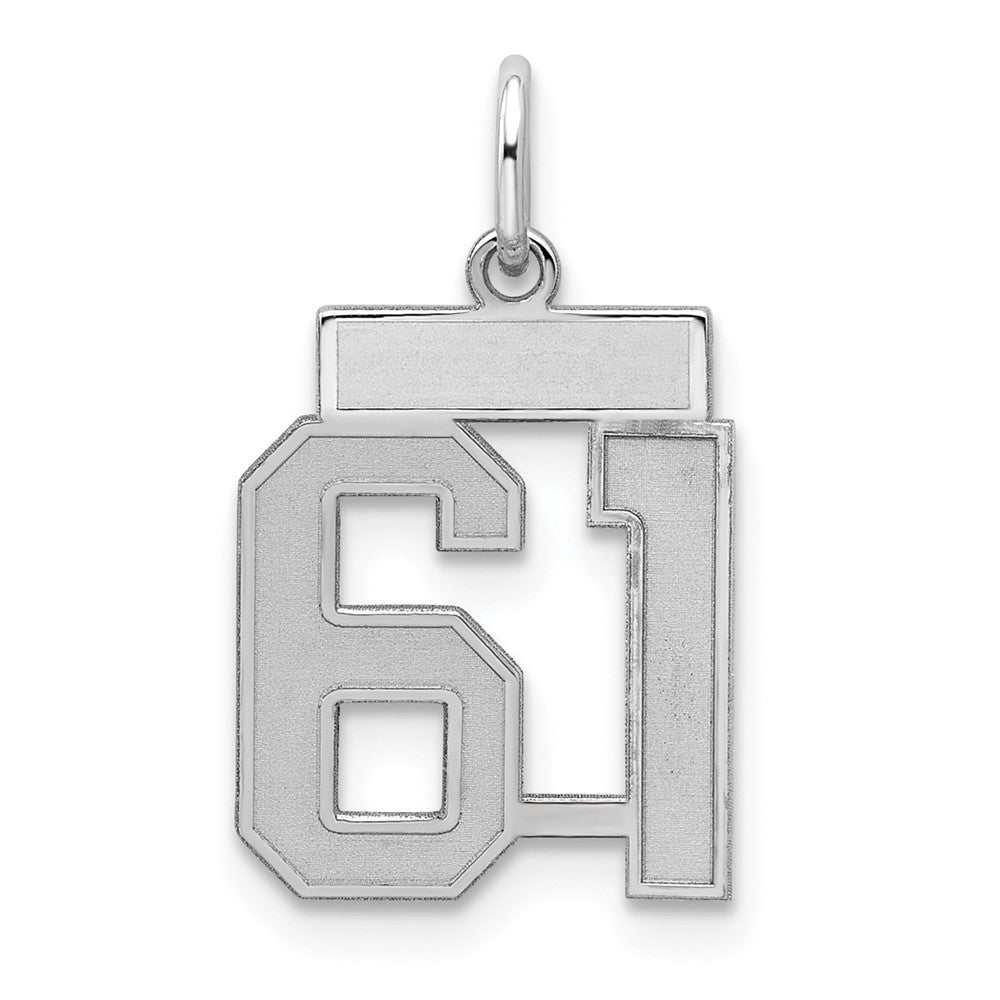Sterling Silver/Rhodium-plated Satin Number 61 Charm