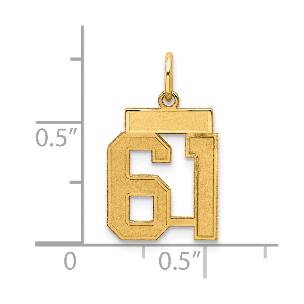 Sterling Silver/Gold-plated Satin Number 61 Charm