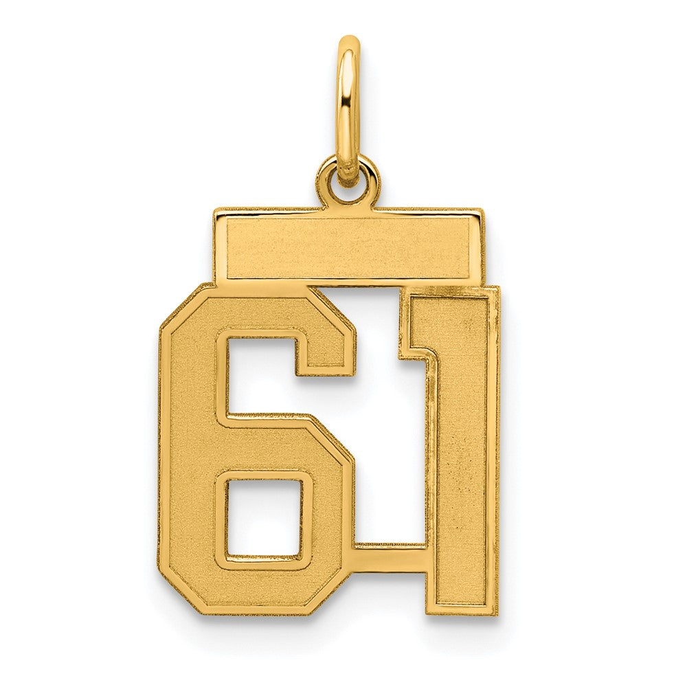Sterling Silver/Gold-plated Satin Number 61 Charm
