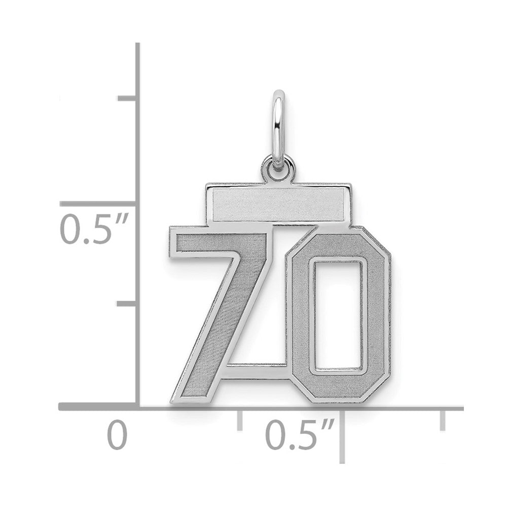 Sterling Silver/Rhodium-plated Satin Number 70 Charm