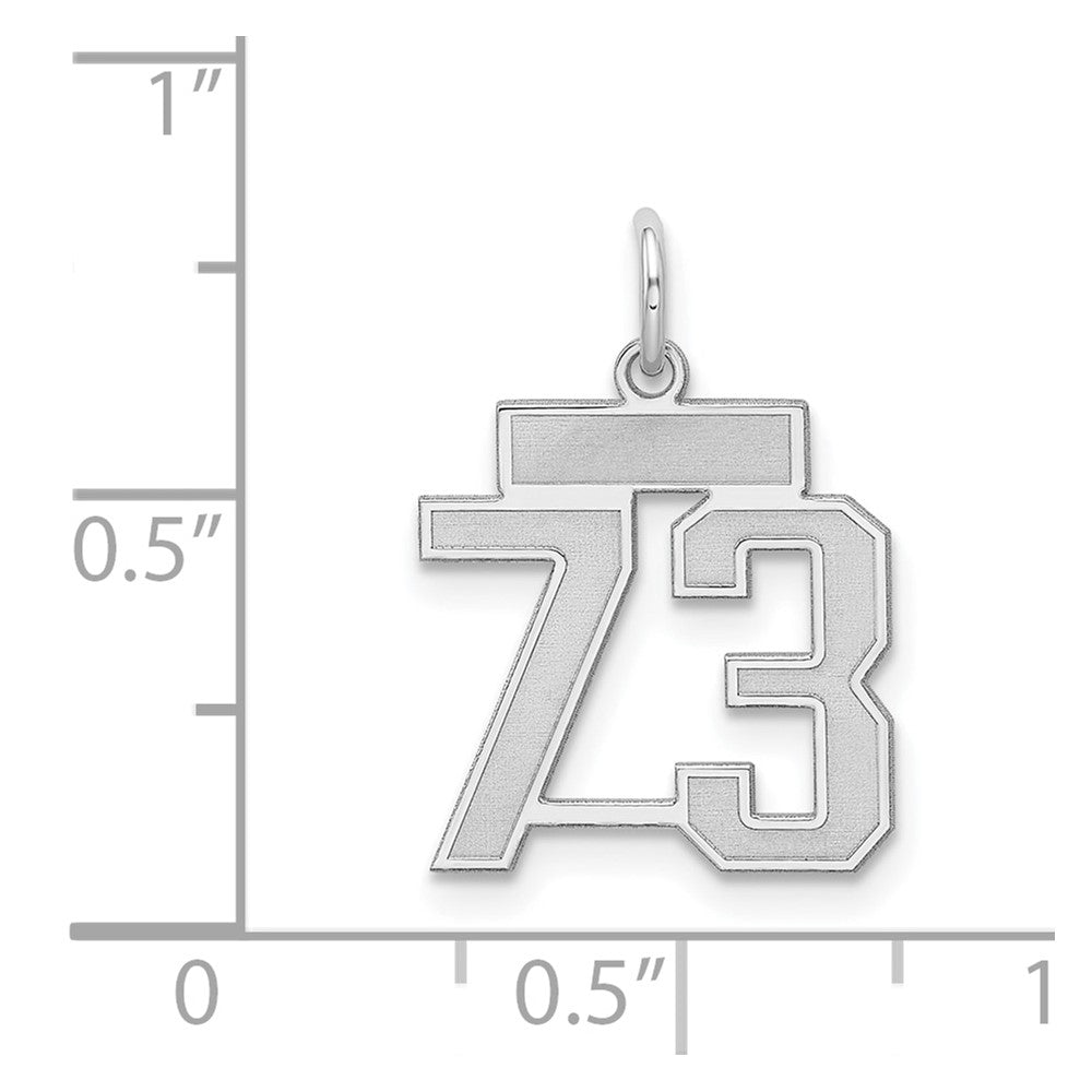 Sterling Silver/Rhodium-plated Satin Number 73 Charm