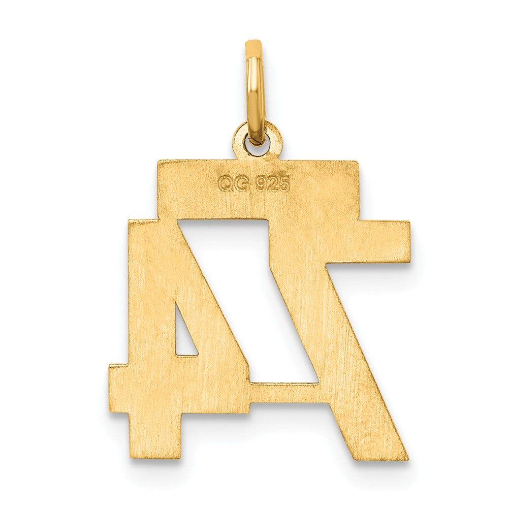 Sterling Silver/Gold-plated Satin Number 74 Charm