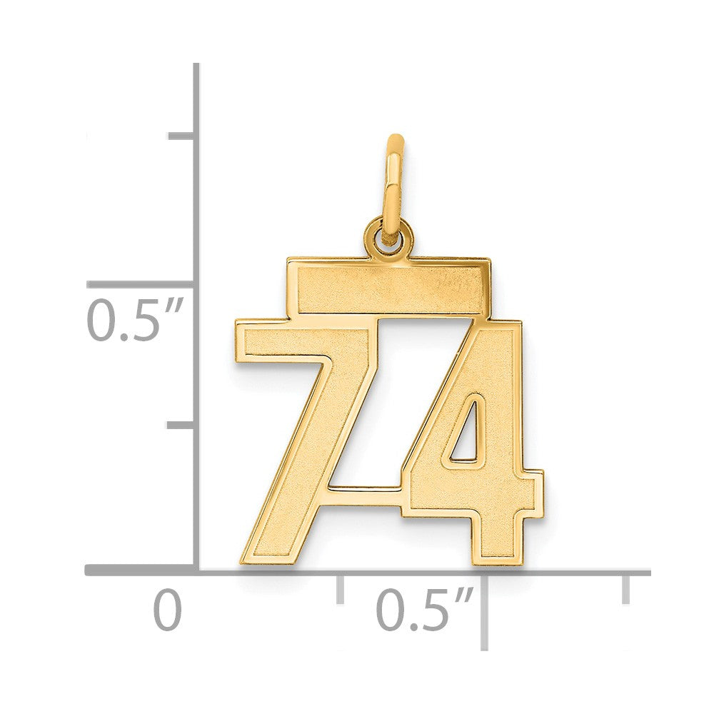 Sterling Silver/Gold-plated Satin Number 74 Charm