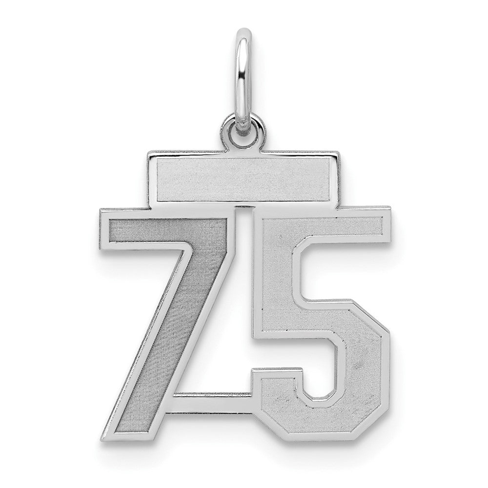 Sterling Silver/Rhodium-plated Satin Number 75 Charm