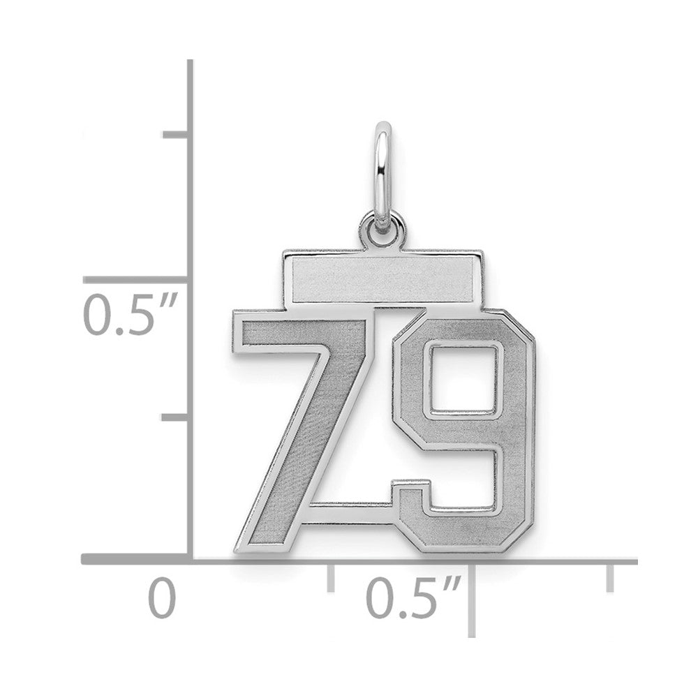 Sterling Silver/Rhodium-plated Satin Number 79 Charm