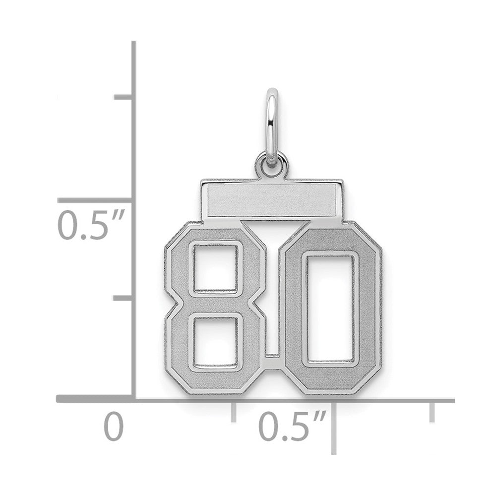 Sterling Silver/Rhodium-plated Satin Number 80 Charm
