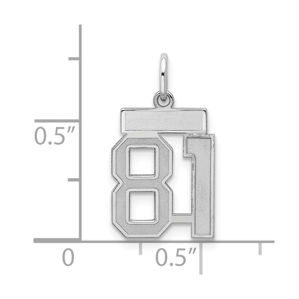 Sterling Silver/Rhodium-plated Satin Number 81 Charm