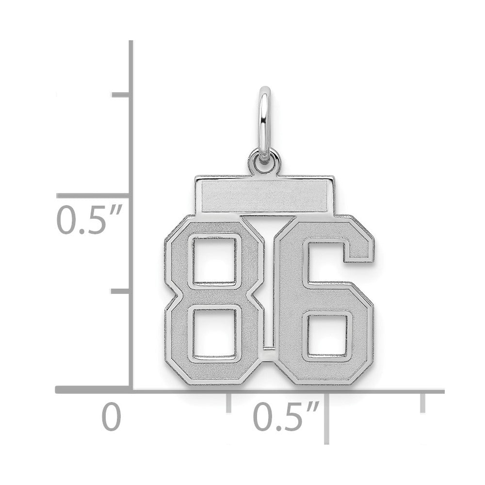 Sterling Silver/Rhodium-plated Satin Number 86 Charm
