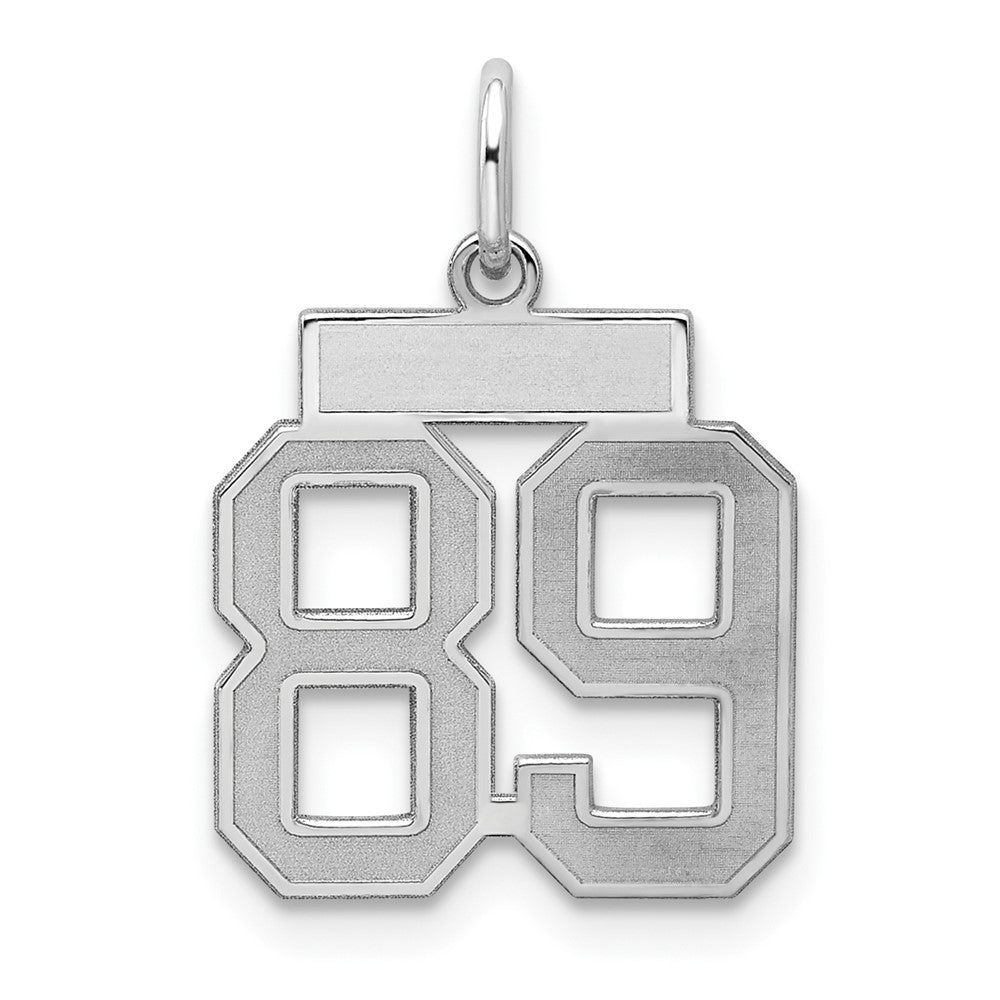 Sterling Silver/Rhodium-plated Satin Number 89 Charm