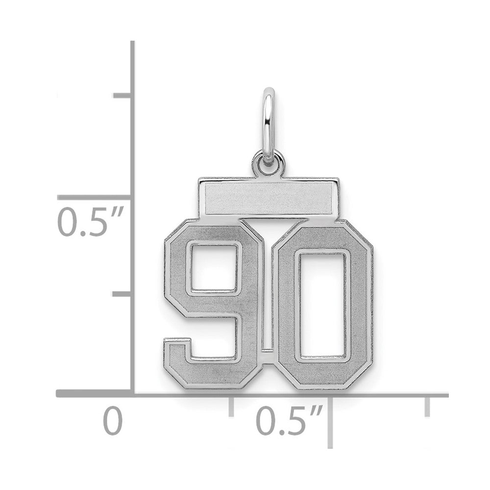 Sterling Silver/Rhodium-plated Satin Number 90 Charm