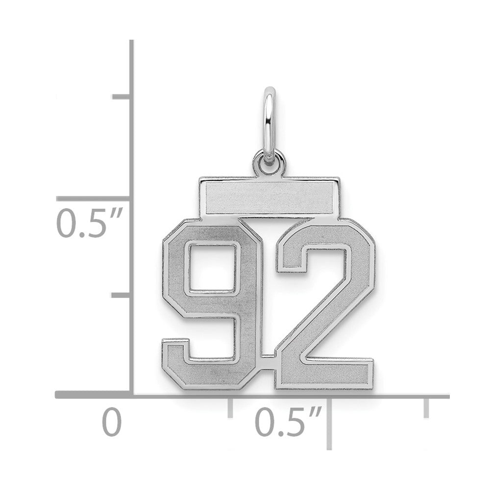Sterling Silver/Rhodium-plated Satin Number 92 Charm