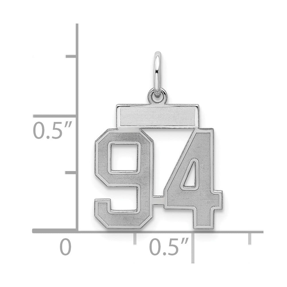 Sterling Silver/Rhodium-plated Satin Number 94 Charm