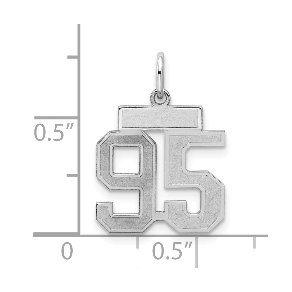 Sterling Silver/Rhodium-plated Satin Number 95 Charm