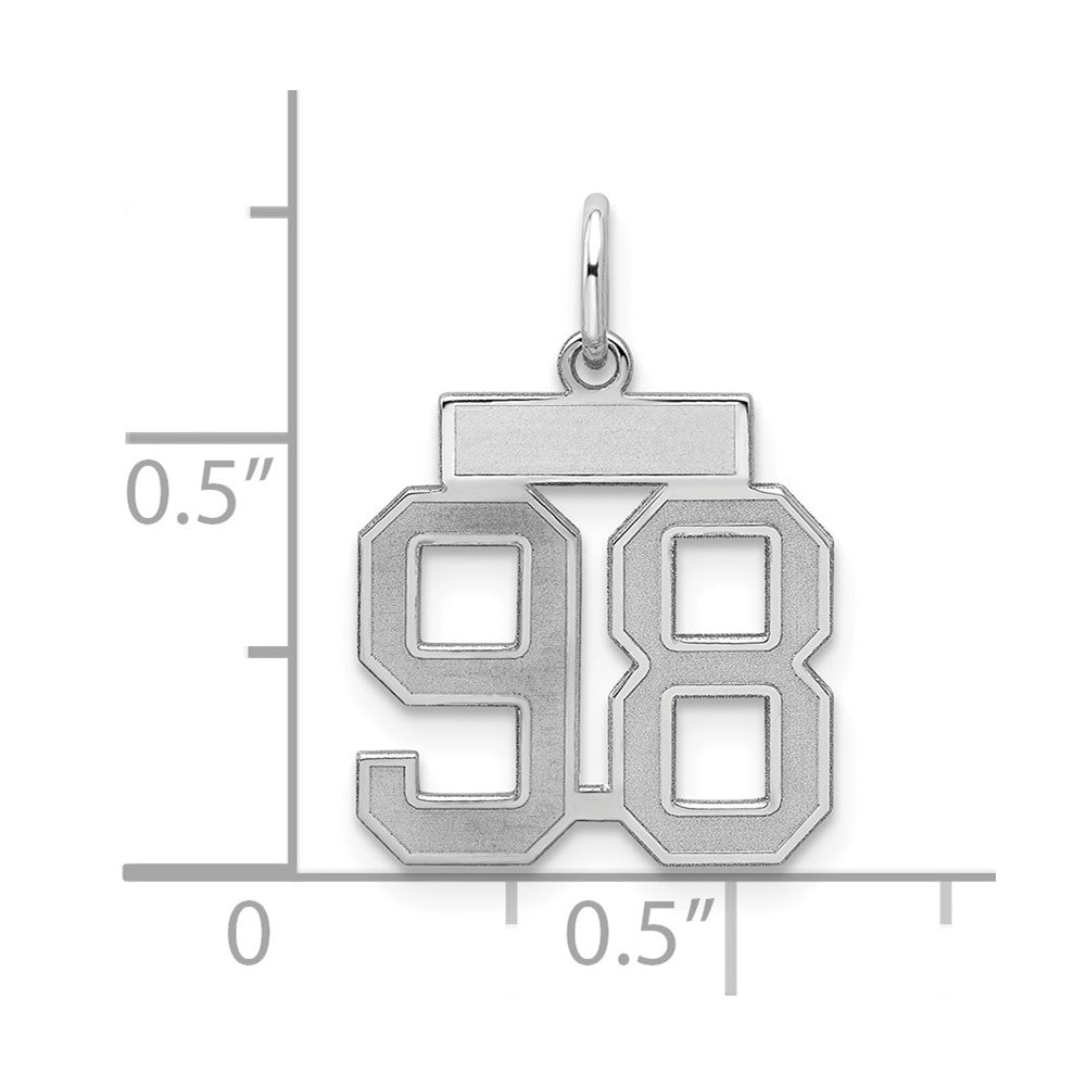 Sterling Silver/Rhodium-plated Satin Number 98 Charm