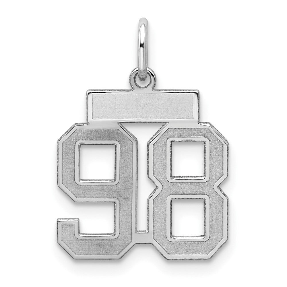 Sterling Silver/Rhodium-plated Satin Number 98 Charm