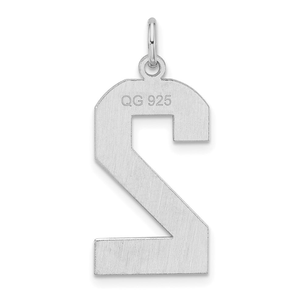 Sterling Silver/Rhodium-plated Polished Number 2 Charm