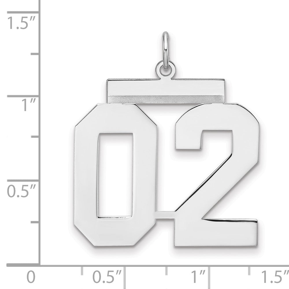 Sterling Silver/Rhodium-plated Polished Number 02 Charm