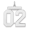 Sterling Silver/Rhodium-plated Polished Number 02 Charm