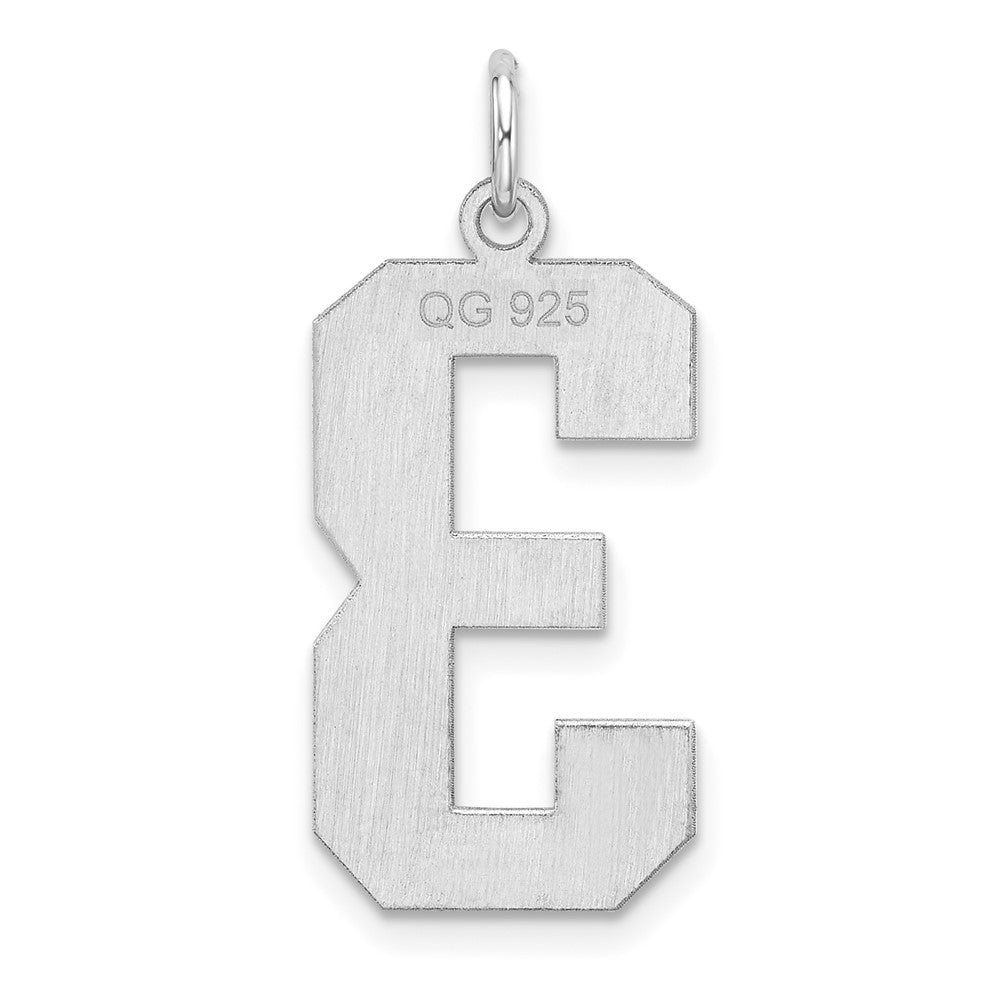Sterling Silver/Rhodium-plated Polished Number 3 Charm