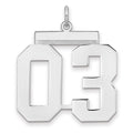 Sterling Silver/Rhodium-plated Polished Number 03 Charm