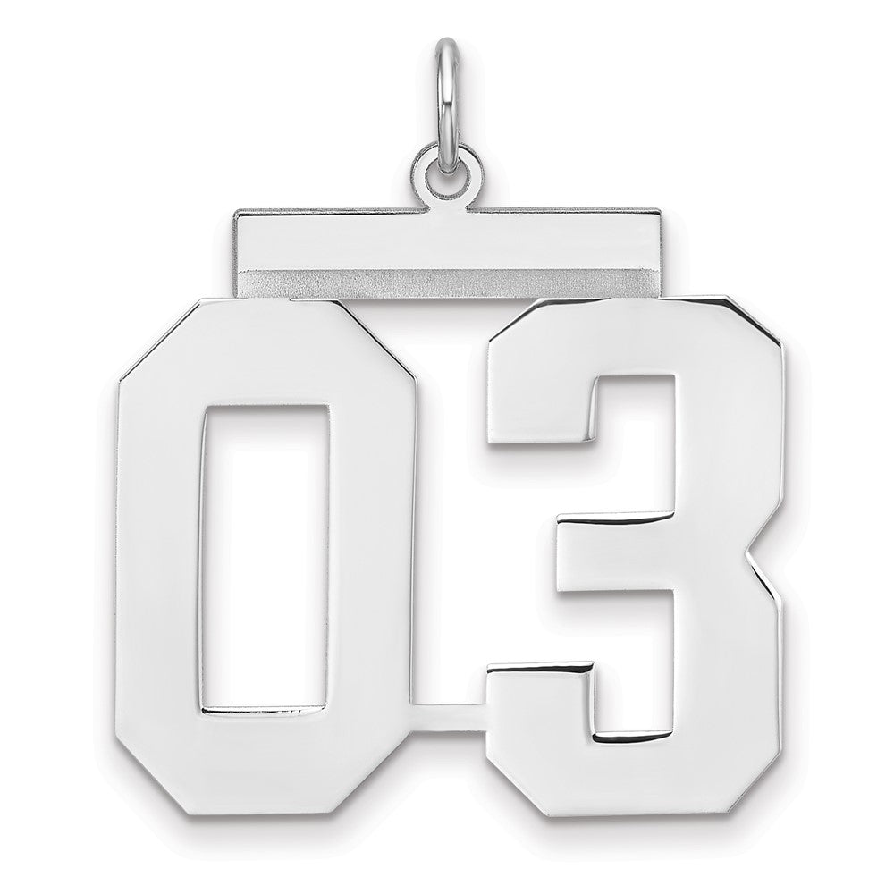 Sterling Silver/Rhodium-plated Polished Number 03 Charm