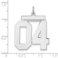 Sterling Silver/Rhodium-plated Polished Number 04 Charm