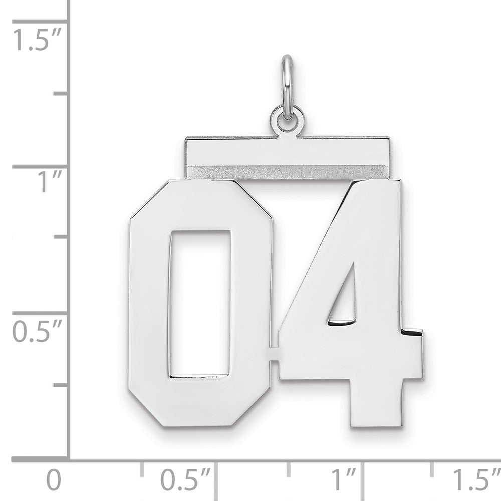 Sterling Silver/Rhodium-plated Polished Number 04 Charm