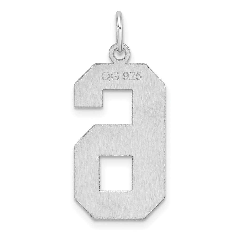 Sterling Silver/Rhodium-plated Polished Number 6 Charm