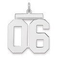 Sterling Silver/Rhodium-plated Polished Number 06 Charm