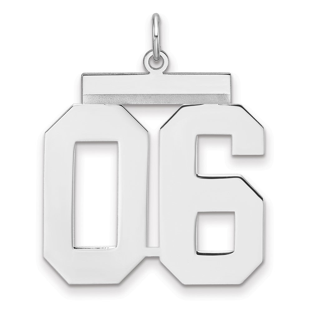 Sterling Silver/Rhodium-plated Polished Number 06 Charm
